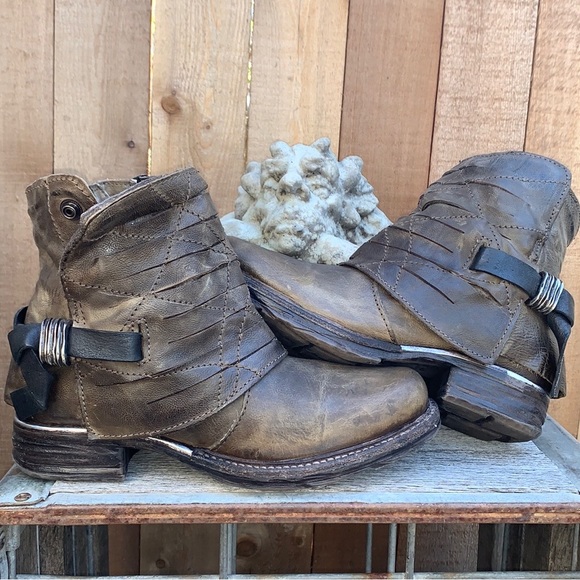 A.S.98 AS98 Free People Boho Moto Biker Zip Ankle Bootie Boots Size 37 - Picture 3 of 10